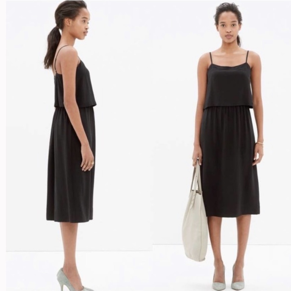 Madewell Silk Overlay Cami Midi Dress